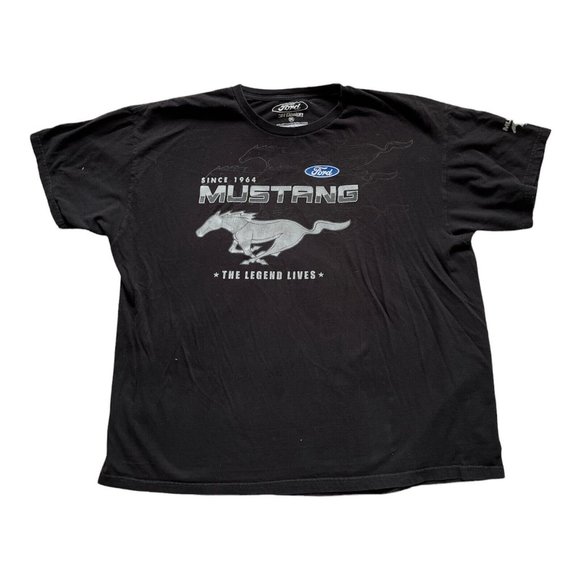 Ford Mustang Since 1964 Racing Graphic Black T-Shirt 100% Cotton XXL - Picture 1 of 8